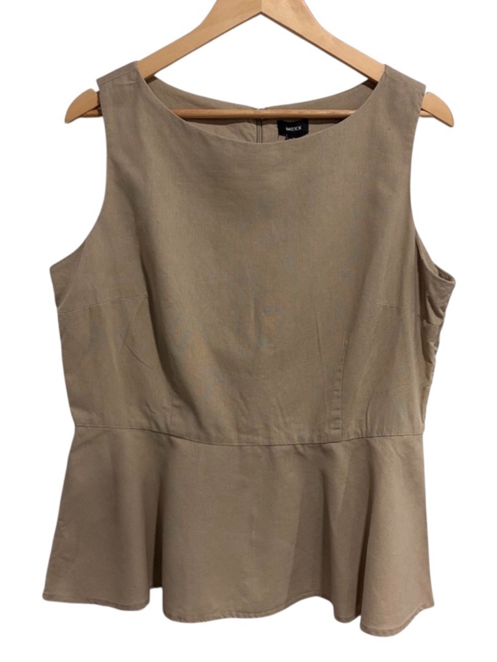 Mexx Sleeveless Peplum Sleeveless Peplum Top in Light Beige